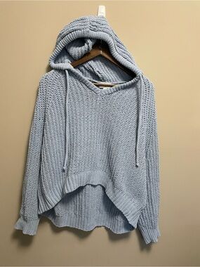 Aerie Pastel Blue Cozy Knit Oversized Crop Sweater Women's Medium
